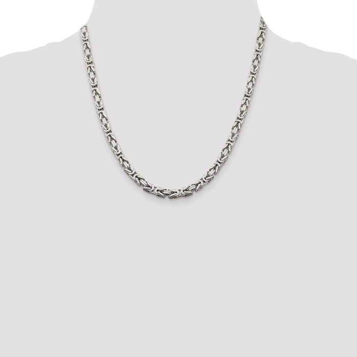 Exclusive 5mm Sterling Silver Byzantine Chain Necklace - Stylish & Affordable-4
