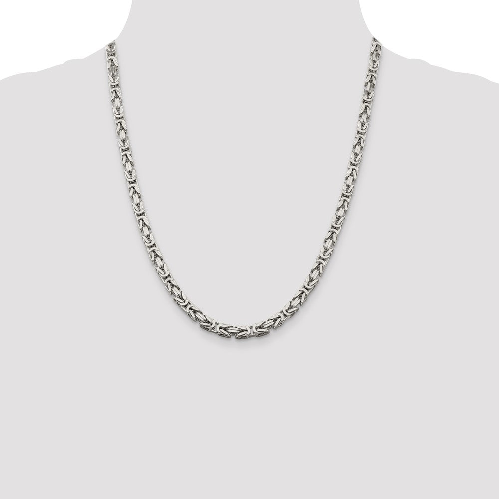 Exclusive 5mm Sterling Silver Byzantine Chain Necklace - Stylish & Affordable