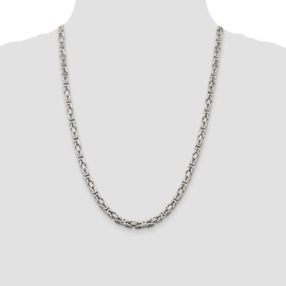 High-Quality 5mm Sterling Silver Byzantine Chain Necklace - Stylish Value!