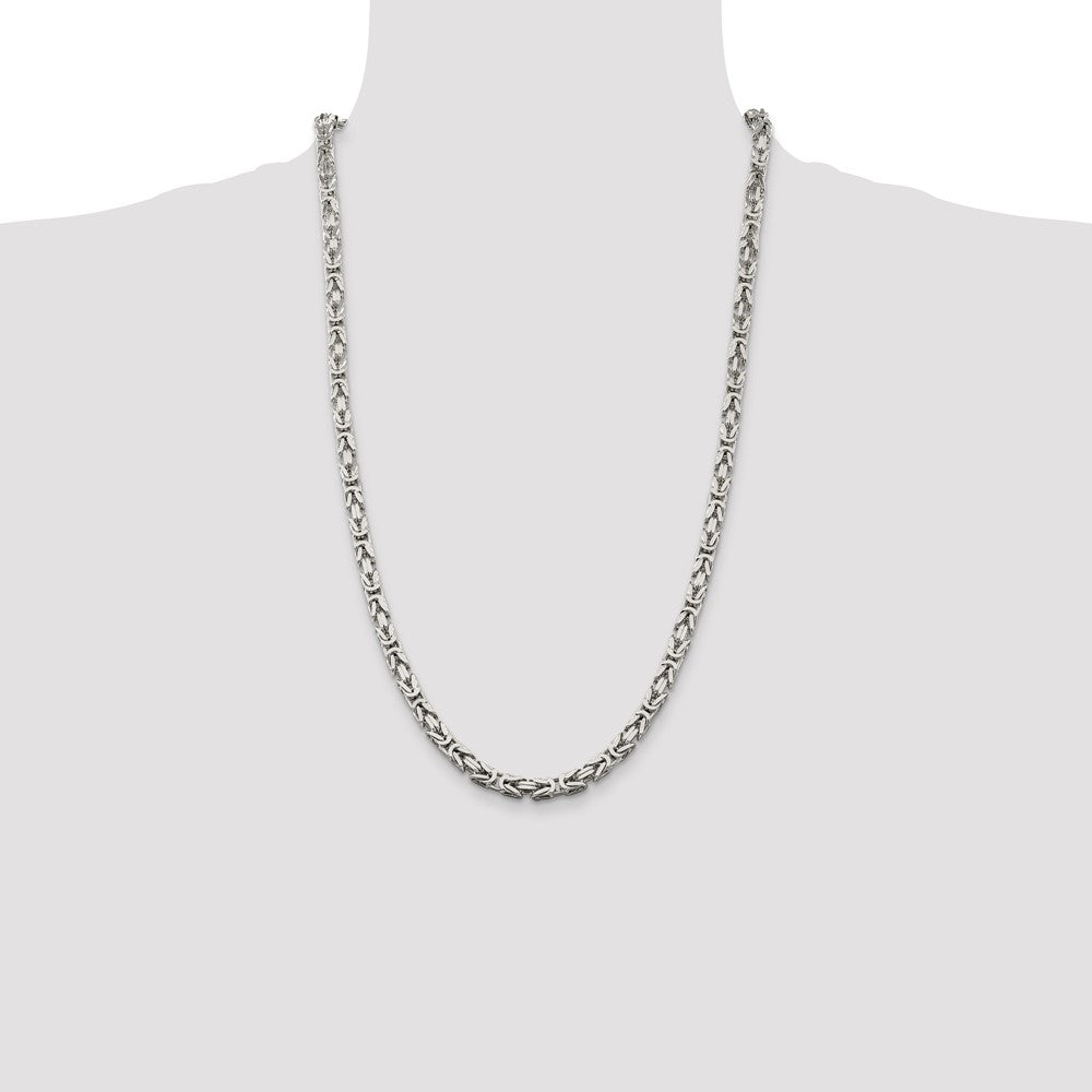 Buy Stylish 5mm Sterling Silver Byzantine Chain - Luxury Value Piece