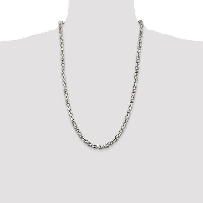 Buy Stylish 5mm Sterling Silver Byzantine Chain - Luxury Value Piece-4