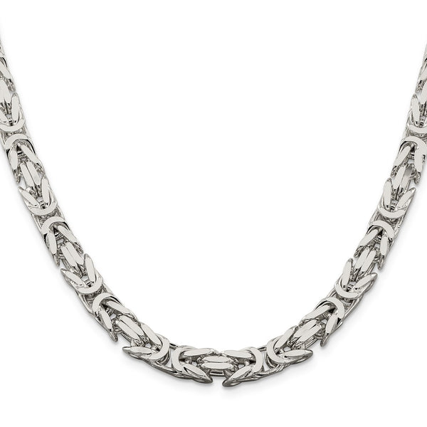 7.5mm Sterling Silver Byzantine Chain Necklace - Style GR1-1031161