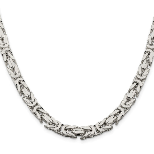 Exclusive 7.5mm Sterling Silver Byzantine Chain Necklace - Stylish Value