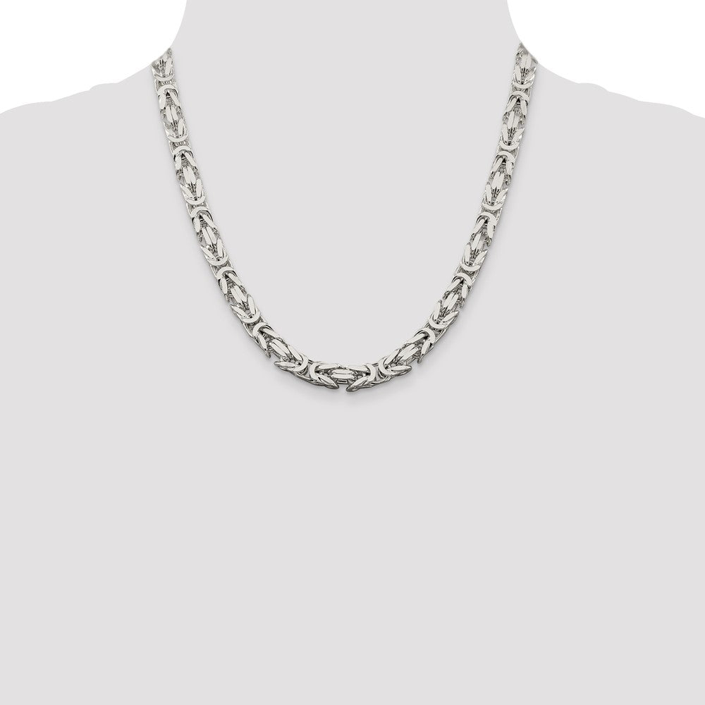 Exclusive 7.5mm Sterling Silver Byzantine Chain Necklace - Stylish Value