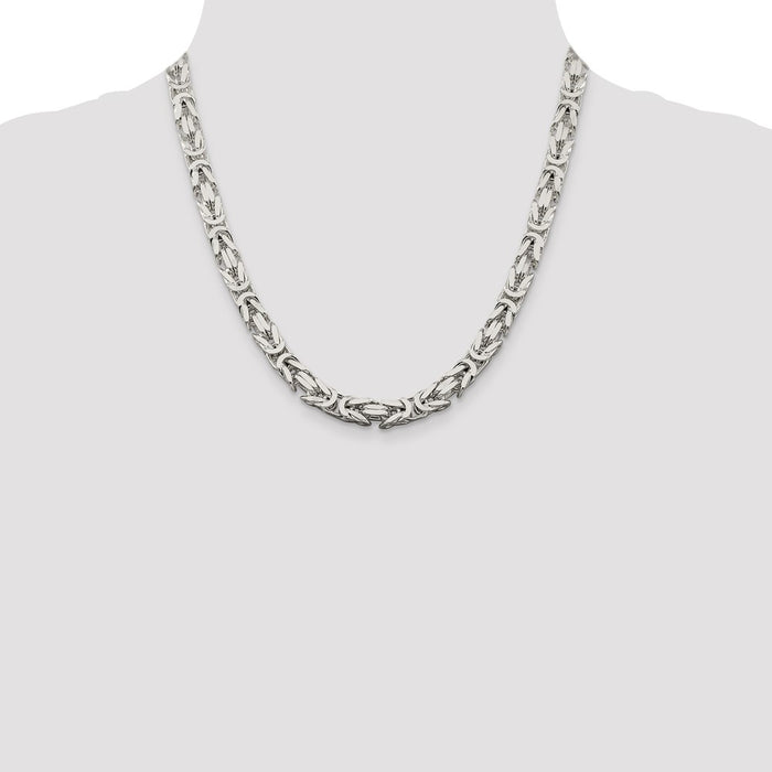 Exclusive 7.5mm Sterling Silver Byzantine Chain Necklace - Stylish Value-4