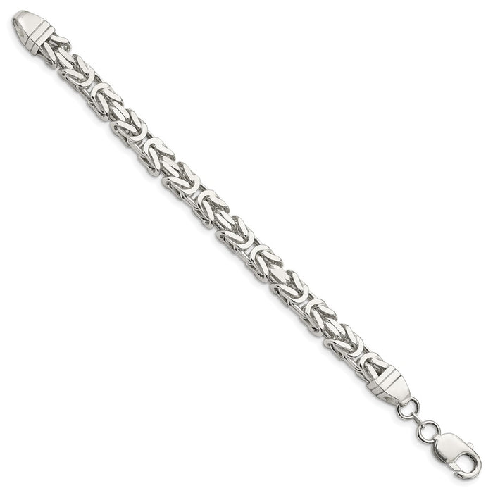 High-Quality 7.5mm Sterling Silver Byzantine Chain Necklace - Stylish Value!-2