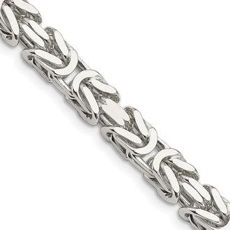 Exclusive 7.5mm Sterling Silver Byzantine Chain Necklace - Stylish Value