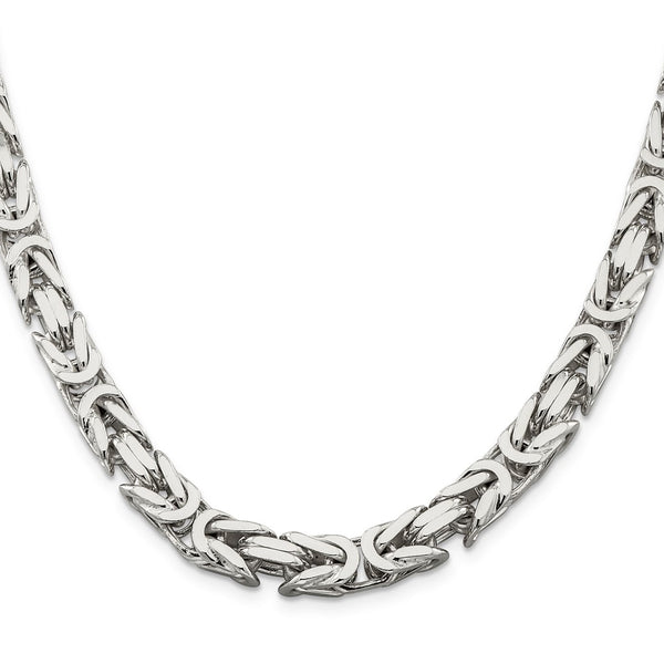 8.25mm Sterling Silver Byzantine Chain Necklace