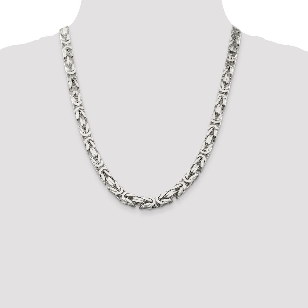 High-Quality 8.25mm Sterling Silver Byzantine Chain Necklace - Stylish Value!