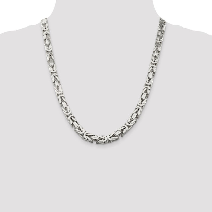 High-Quality 8.25mm Sterling Silver Byzantine Chain Necklace - Stylish Value!-4