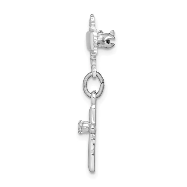 Rhodium-Plated Sterling Silver CZ Cross Brooch Pin