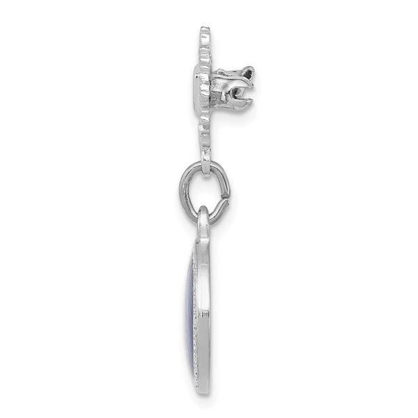 Rhodium-Plated Sterling Silver Enameled Miraculous Medal Brooch, 1.5"
