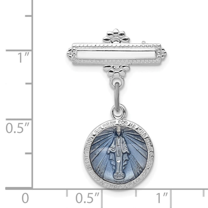 Buy Stylish Rhodium-Plated Sterling Silver Enamel Miraculous Medal Pin - Value!-3