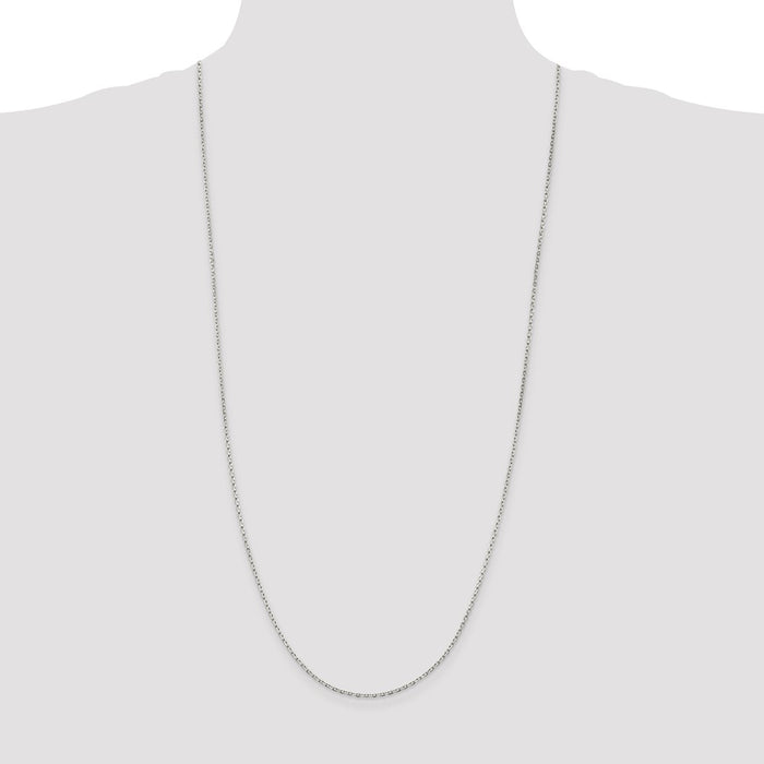 Buy Stylish Rhodium-Plated Sterling Silver 1.5mm Beveled Oval Chain - Luxury!-4