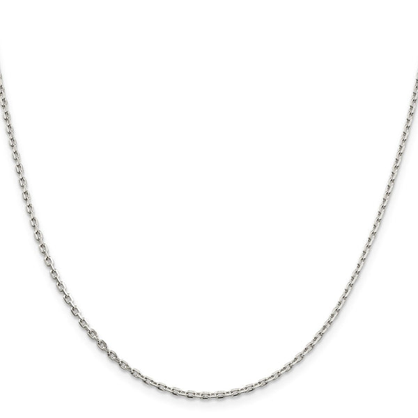2mm Sterling Silver Beveled Oval Link Cable Chain
