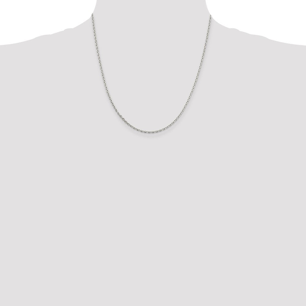 Exclusive 2mm Rhodium-Plated Sterling Silver Beveled Oval Cable Chain