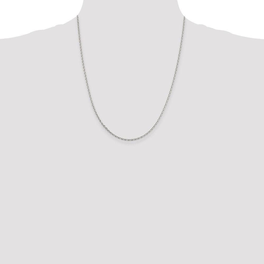 Buy Stylish Rhodium-Plated Sterling Silver 2mm Beveled Oval Cable Chain