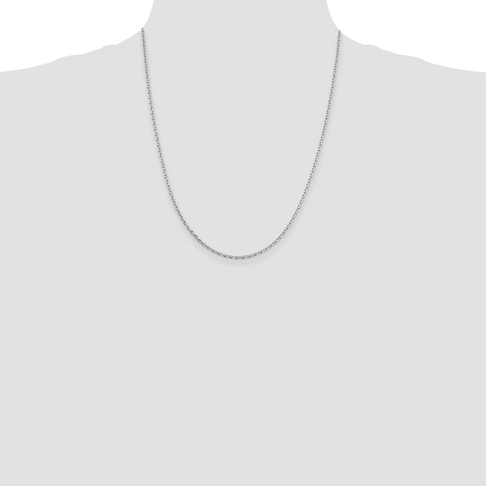 Buy Stylish Rhodium-Plated Sterling Silver 2mm Beveled Oval Cable Chain-4