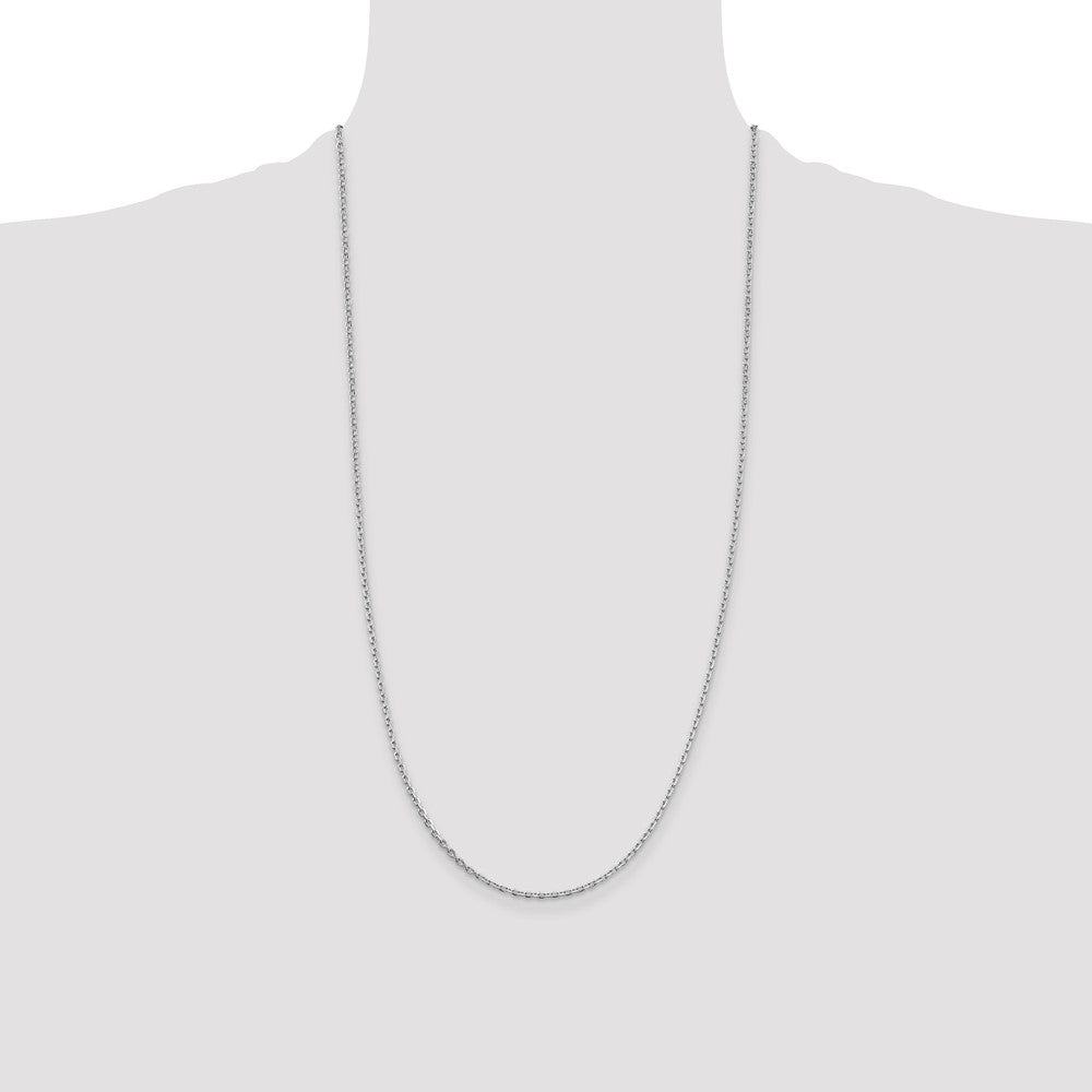 Buy Stylish Rhodium-Plated Sterling Silver 2mm Beveled Oval Cable Chain