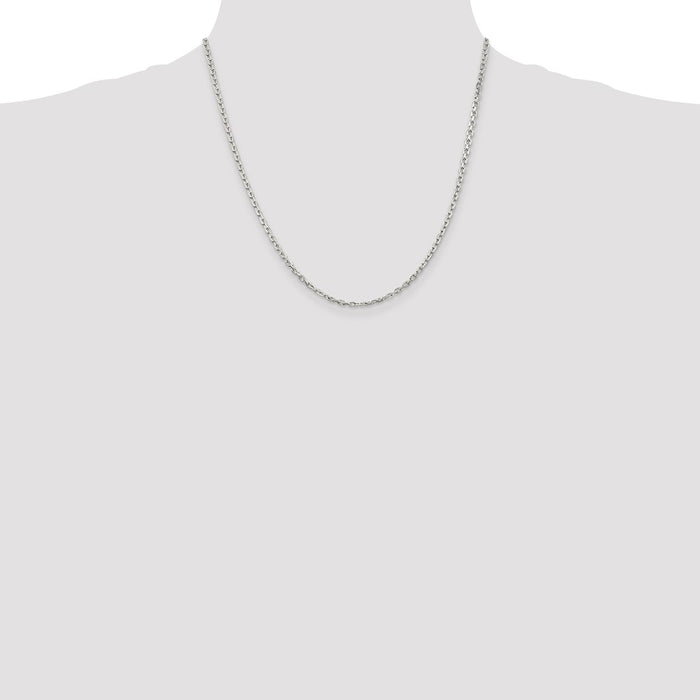 Buy Stylish 2.75mm Sterling Silver Beveled Oval Link Cable Chain - Luxury Value-4