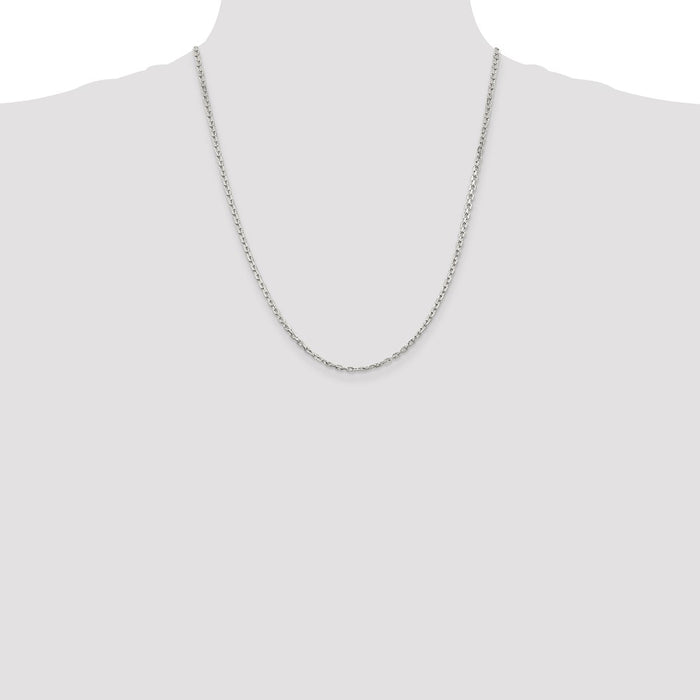 Buy Stylish 2.75mm Beveled Oval Cable Link Chain in High-Quality Sterling Silver-4