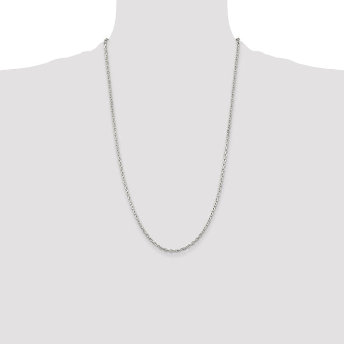 Buy Exclusive 2.75mm Sterling Silver Beveled Oval Link Cable Chain - Stylish Value!-4