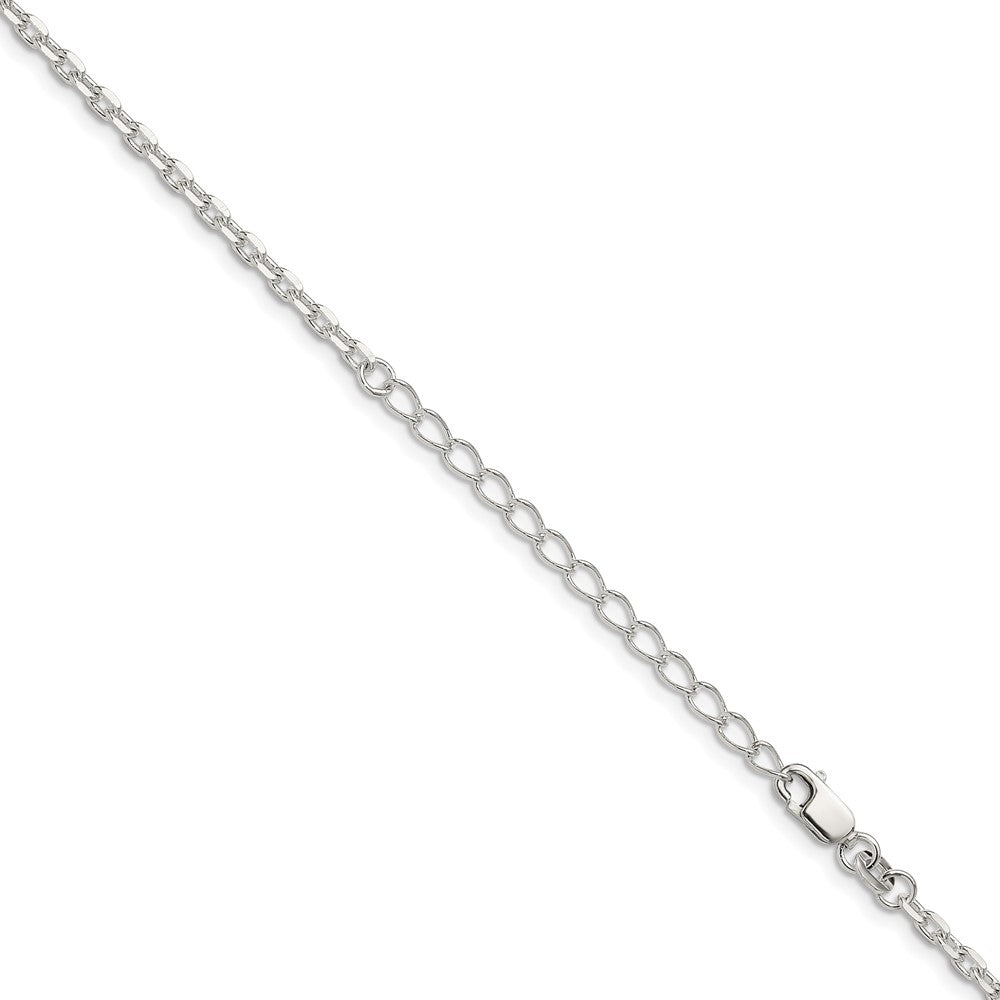 High-Quality 2.75mm Sterling Silver Beveled Oval Chain with 2-Inch Extension - Affordable!