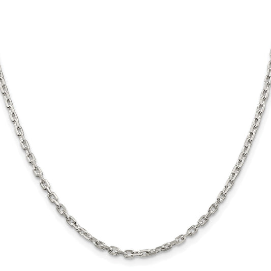 Buy Stylish Rhodium-Plated Sterling Silver 2.75mm Oval Cable Chain - Affordable Luxury