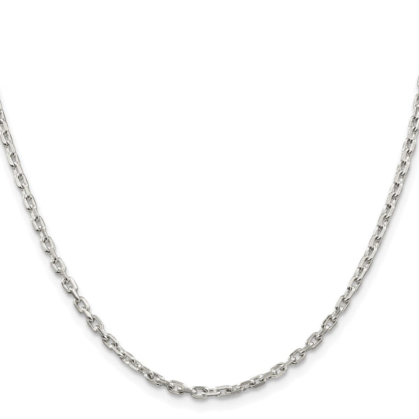 Rhodium-Plated Sterling Silver 2.75mm Beveled Oval Chain