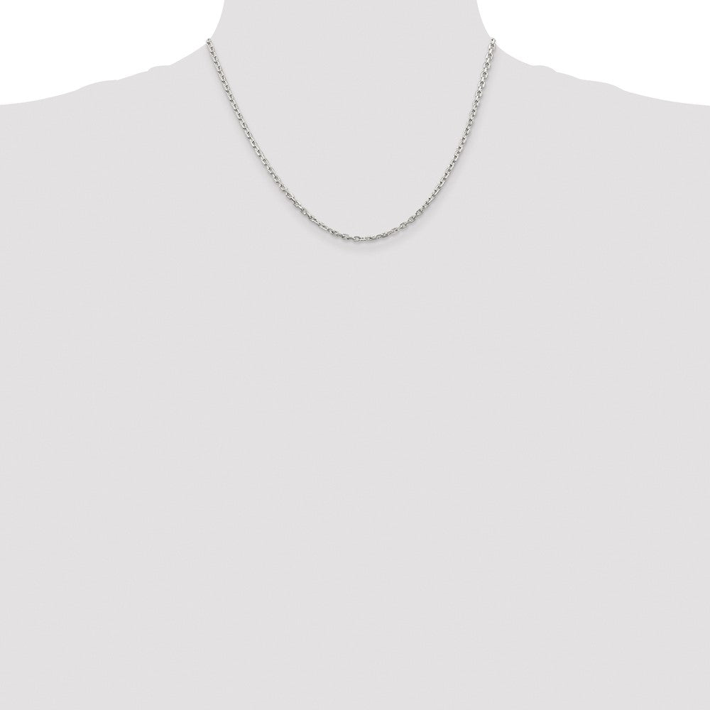 Buy Stylish Rhodium-Plated Sterling Silver 2.75mm Oval Cable Chain - Affordable Luxury