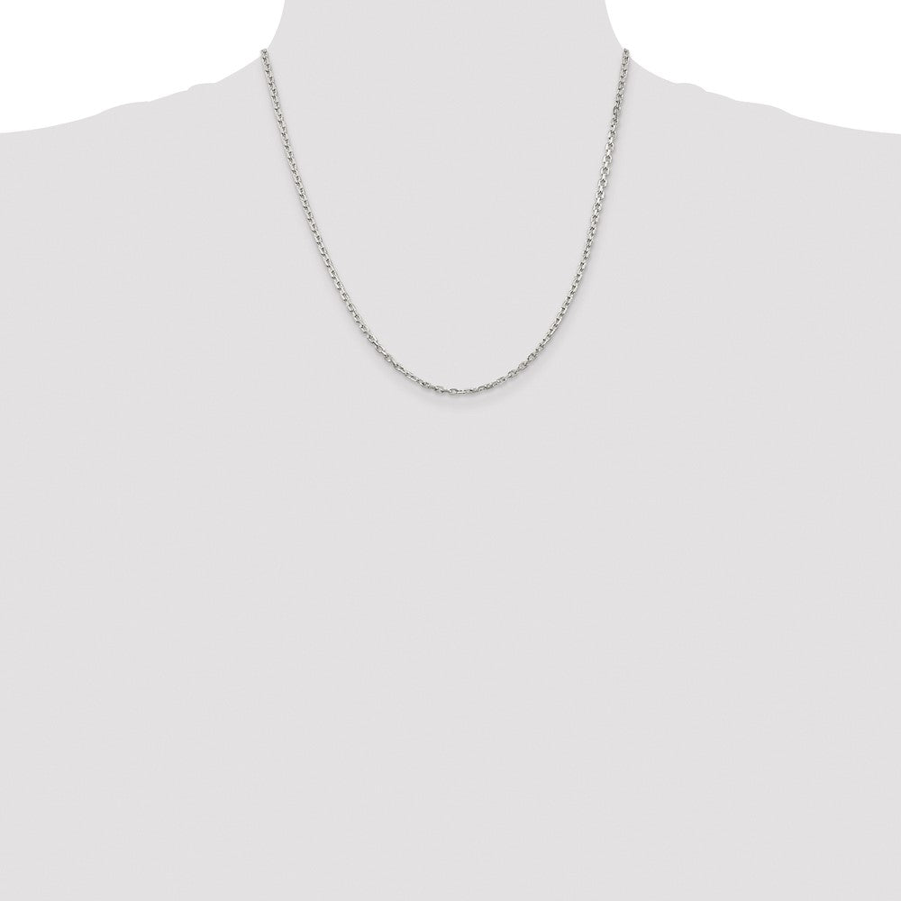 Exclusive Rhodium-Plated Sterling Silver 2.75mm Beveled Oval Chain - Stylish Value