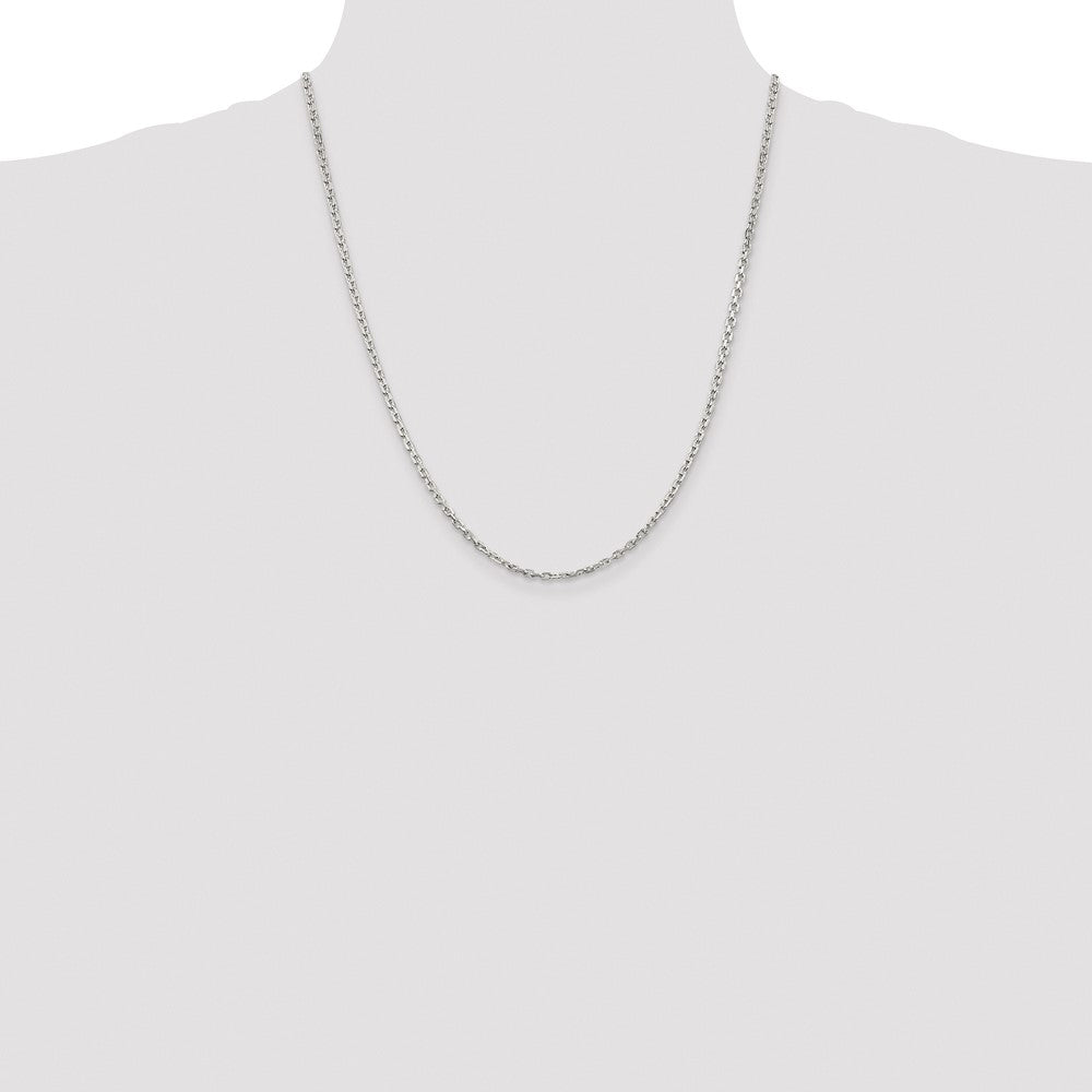 Exclusive Rhodium-Plated Sterling Silver 2.75mm Beveled Oval Chain | Stylish Value