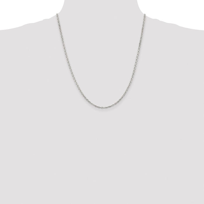 Exclusive Rhodium-Plated Sterling Silver 2.75mm Beveled Oval Chain | Stylish Value-4