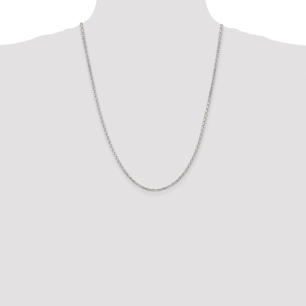 Exclusive Rhodium-Plated Sterling Silver 2.75mm Beveled Oval Chain - Affordable Luxury!