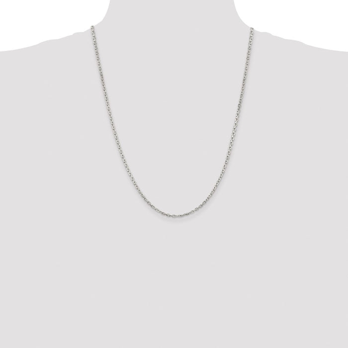 Exclusive Rhodium-Plated Sterling Silver 2.75mm Beveled Oval Chain - Affordable Luxury!-4