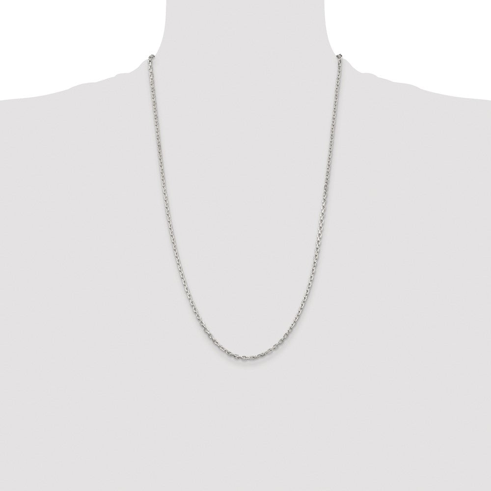 Buy Stylish Rhodium-Plated Sterling Silver 2.75mm Beveled Oval Chain