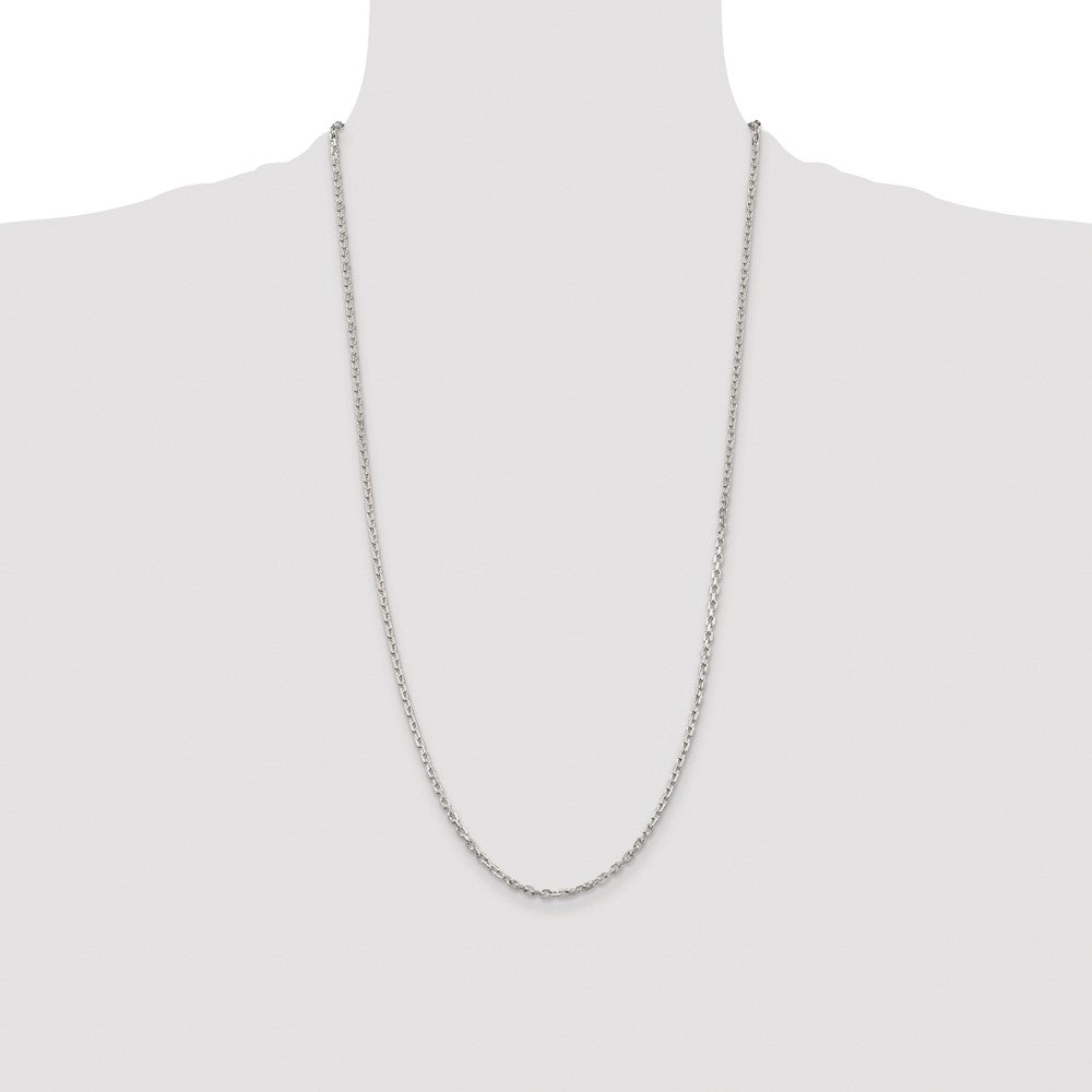 Buy Stylish Rhodium-Plated Sterling Silver 2.75mm Beveled Oval Chain - Affordable!