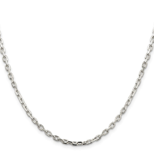 Exclusive 3.25mm Sterling Silver Beveled Oval Link Cable Chain - Stylish Value