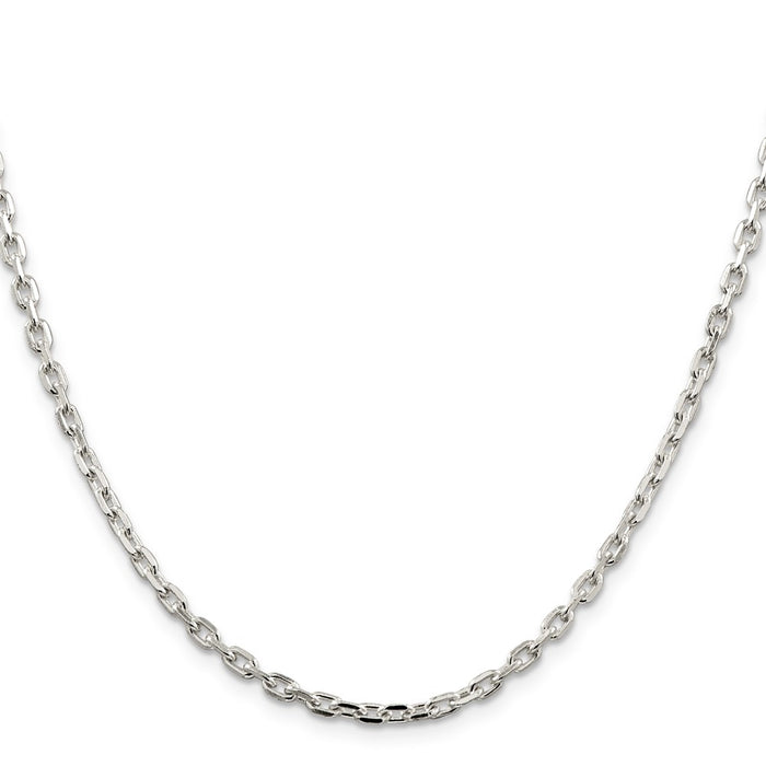 Exclusive 3.25mm Sterling Silver Beveled Oval Link Cable Chain - Stylish Value-2