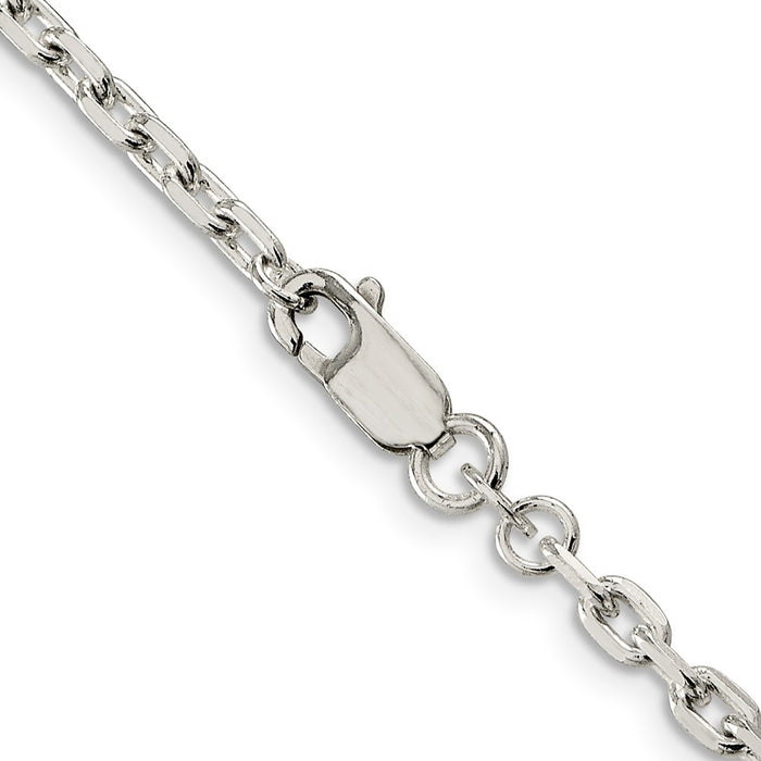 Exclusive 3.25mm Sterling Silver Beveled Oval Link Cable Chain - Stylish Value-3