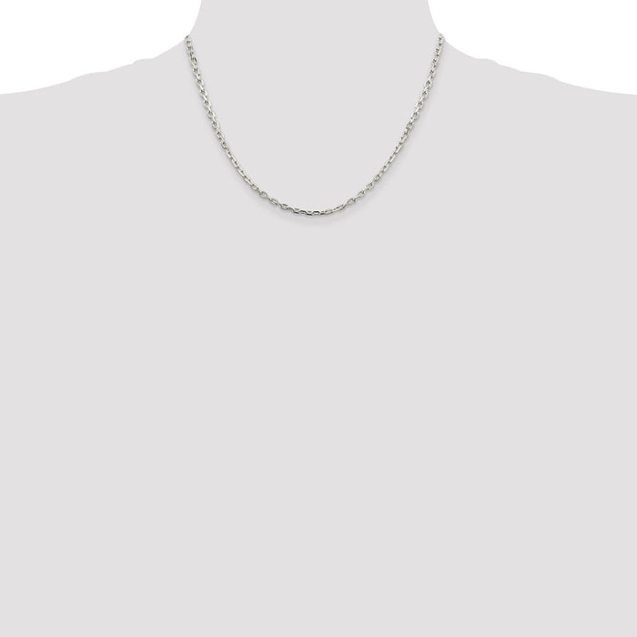 Buy Stylish 3.25mm Beveled Oval Link Sterling Silver Chain at Discounted Price-4