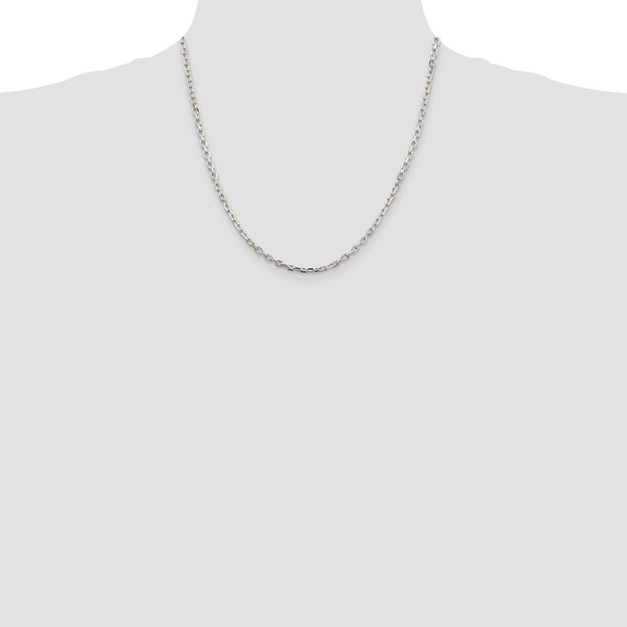 Buy High-Quality 3.25mm Beveled Oval Link Cable Chain in Sterling Silver - Stylish Value-4