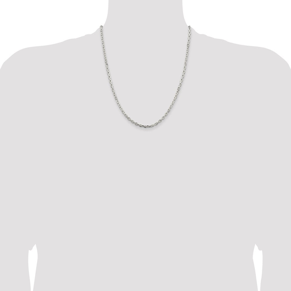 High-quality Sterling Silver 3.25mm Beveled Oval Link Chain - Stylish Value!