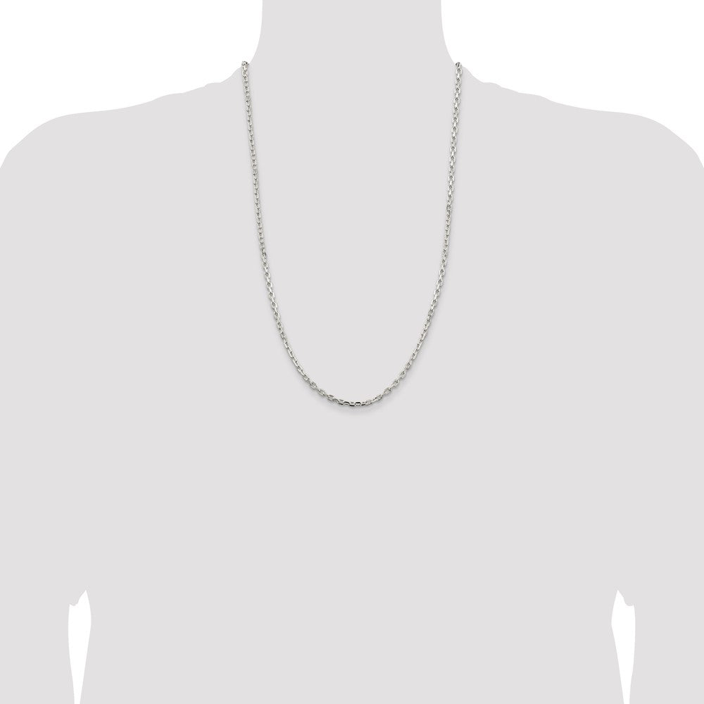 Exclusive 3.25mm Sterling Silver Beveled Oval Link Cable Chain - Stylish Value