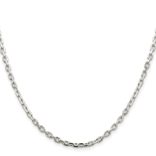 High-quality Rhodium-Plated Sterling Silver 3.25mm Oval Cable Chain - Stylish Value