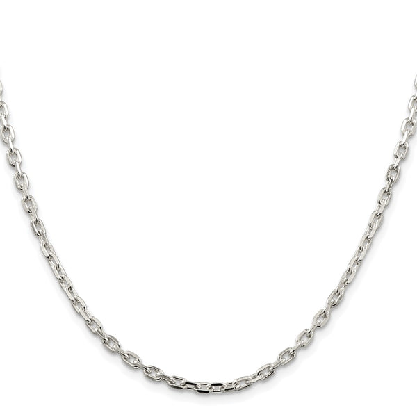 Rhodium-Plated Sterling Silver 3.25mm Beveled Oval Chain - Style GR1-1031574
