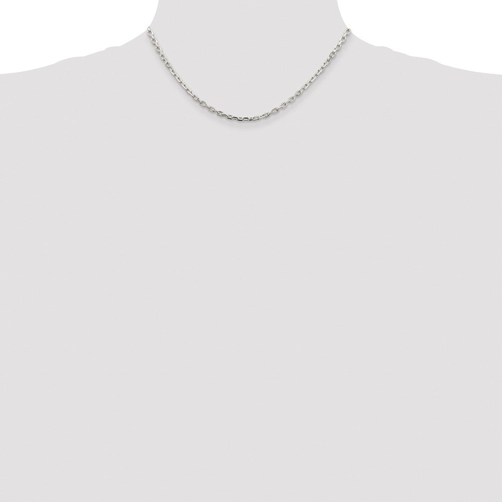 Buy Stylish Rhodium-Plated Sterling Silver 3.25mm Beveled Oval Chain