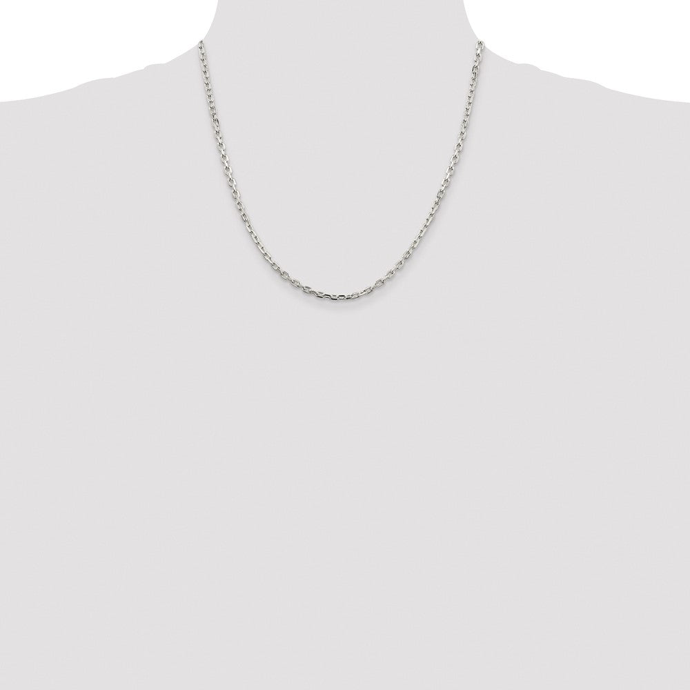 Buy Stylish Rhodium-Plated Sterling Silver 3.25mm Beveled Oval Chain