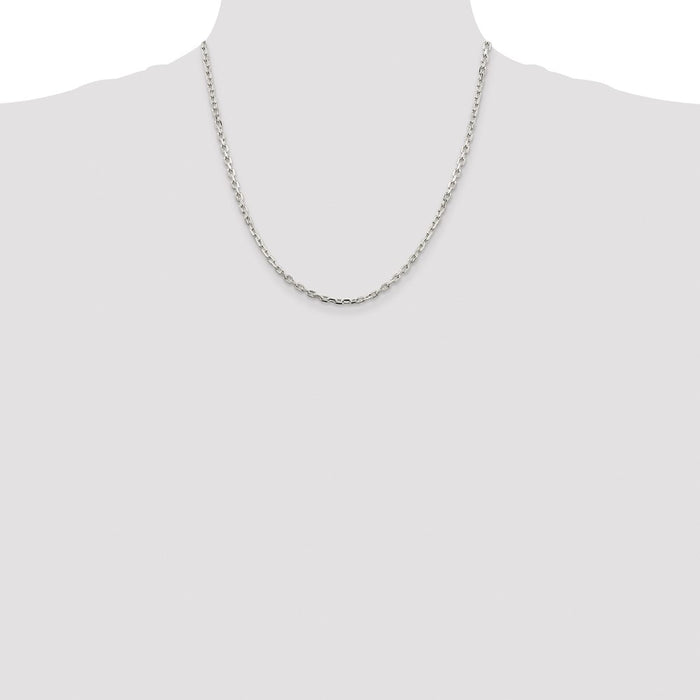 Buy Stylish Rhodium-Plated Sterling Silver 3.25mm Beveled Oval Chain-4