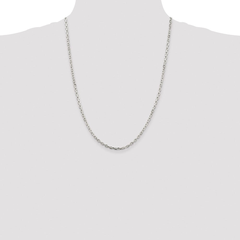 Buy Stylish Rhodium-Plated Sterling Silver 3.25mm Oval Cable Chain - Luxury Value!
